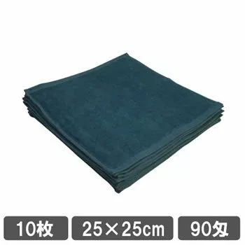 業務用ハンドタオル グリーン 緑色 片面 シャーリング メール便送料無料 施術用タオル 10枚セット