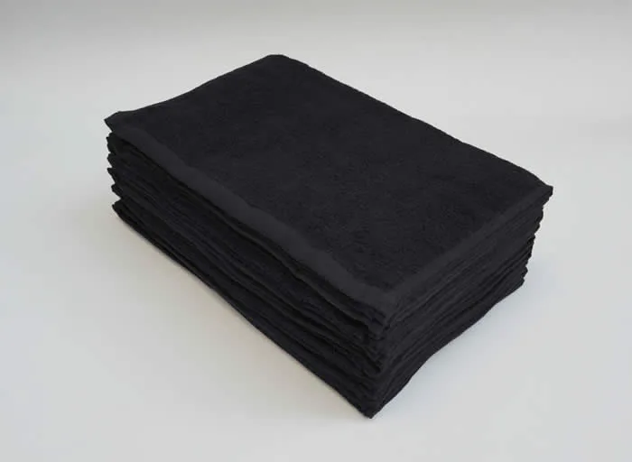 業務用フェイスタオル 250匁 ブラック 12枚セット エステ 美容室 施術用 黒 カラータオル