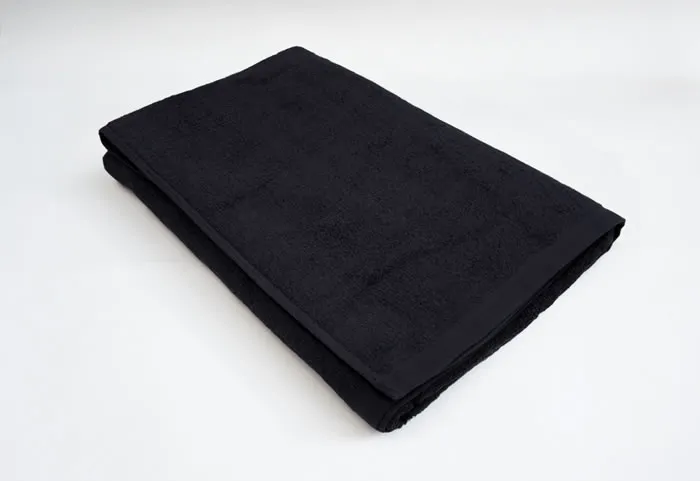 業務用 バスタオル 70×140cm ブラック｜100枚 無地 黒 カラータオル 総パイル 綿 大量まとめ買いに