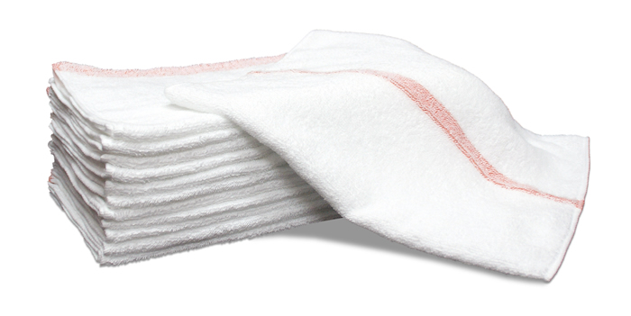 【赤線タオル 100枚セット】34×90cm|業務用スチームタオル・ムシタオル