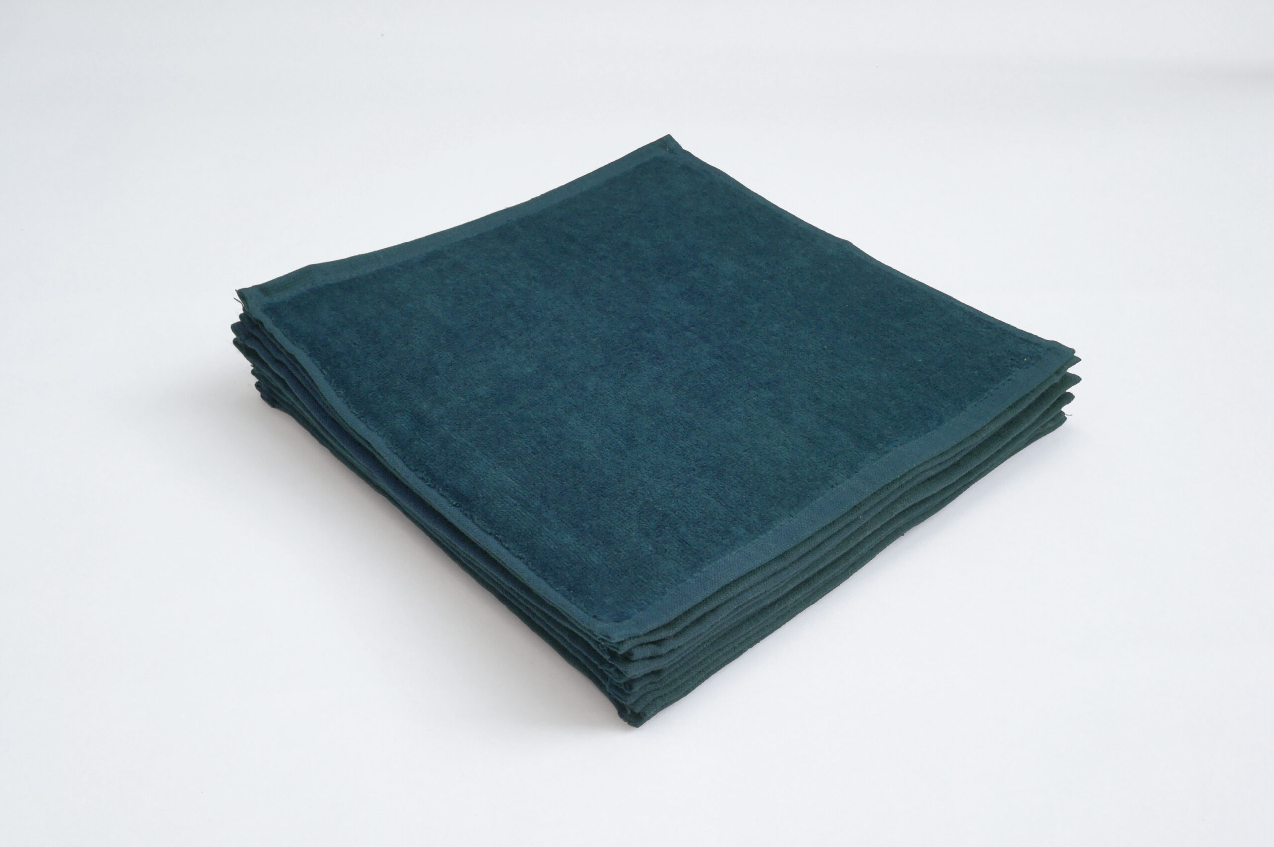 業務用ハンドタオル グリーン 12枚セット おしぼりタオル 片面シャーリング サロン 接客用 美容室 整体院 マッサージ 無地 カラータオル